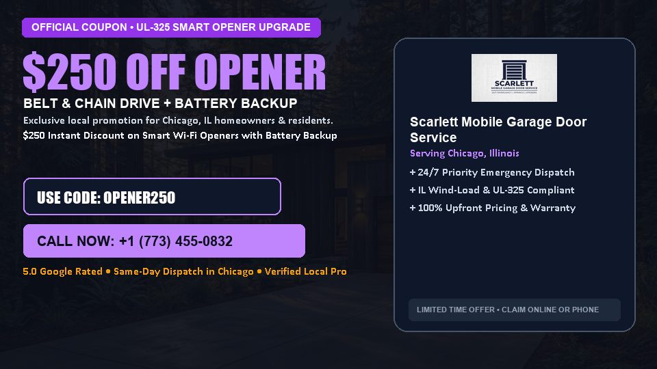 Scarlett Mobile Garage Door Service $250 OFF Premium LiftMaster Opener Installation