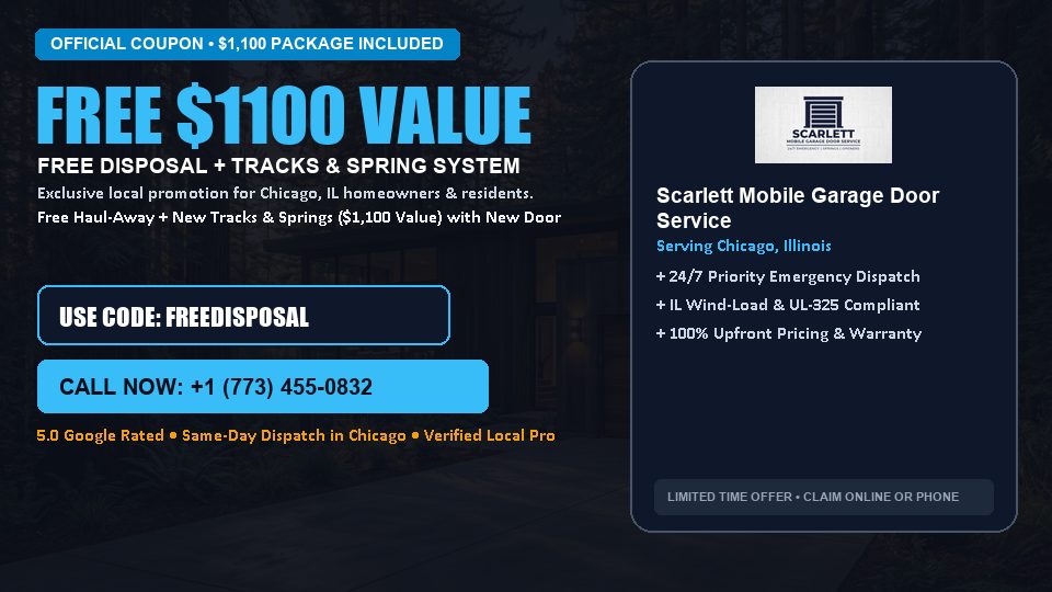 Scarlett Mobile Garage Door Service FREE Haul-Away & Heavy-Duty Tracks with New Door
